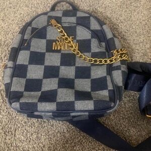 Steve Madden Blue Checkered Backpack